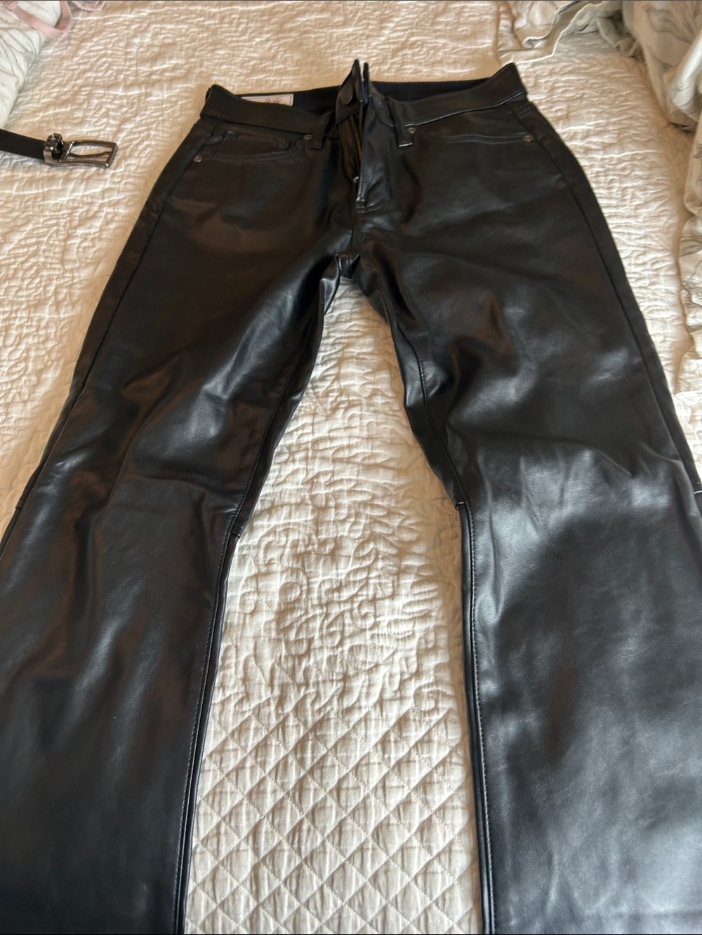 Gap baby boot mid rise flare faux leather pant -